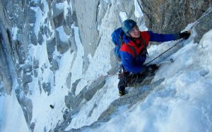 Finn McCann on the North face of the Droites.