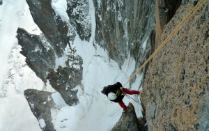 Descending off the East face of Mont Blanc du Tacul.