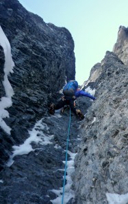 Finn McCann on the North face of the Eiger.