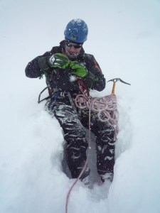 Niall on the Col du Midi in deep powder.