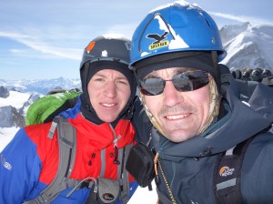 Niall and Finn McCann on the Cosmiques Arête.