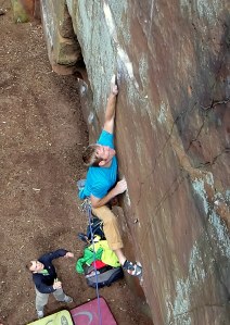 Sam Hamer climbing Il y a stazi E8 6c.