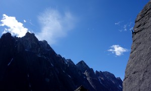 Sam Hamer climbing in the Cirque of the Unclimbables