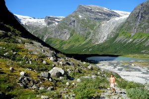Finn at the top of a beautiful valley in the Jostedalsbreen