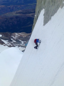 Finn down climbing back to the glacier